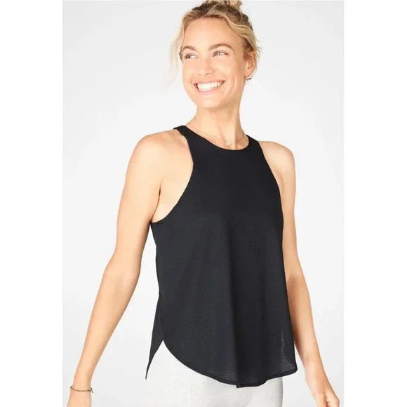 Fabletics Cropped Swing Tank Top Side Slit Shirttail Hem Relaxed Fit XS NWT - Picture 1 of 9